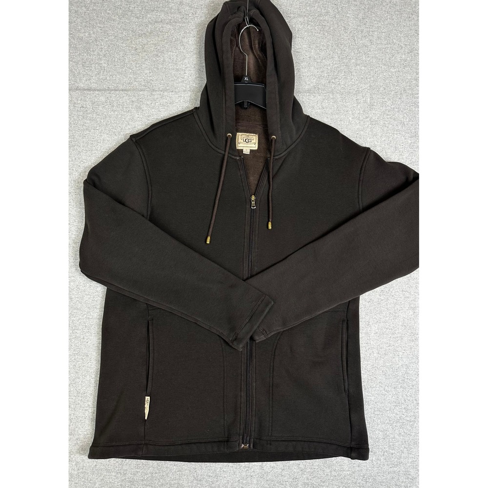 UGG‎ Full Zip Hoodie Mens Size M Brown Fleece Lined Heavyweight Sweatshirt
